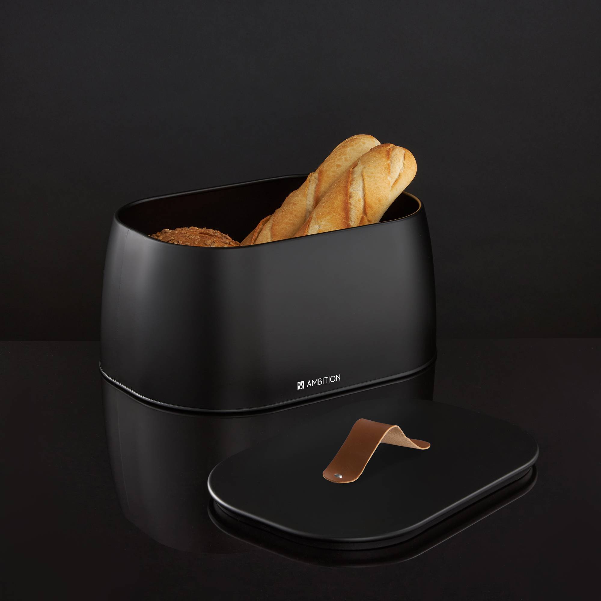 Bread box with lid Camel AMBITION black | ambitionhome.com